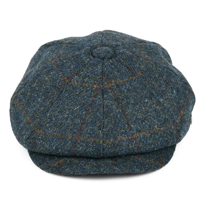 Failsworth Hats Carloway Windowpane Harris Tweed Newsboy Cap - Blue-Multi