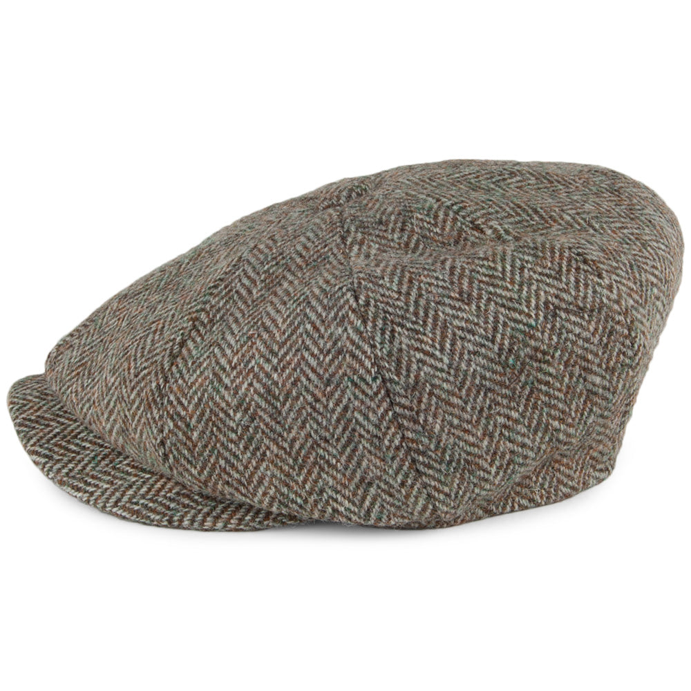 Failsworth Hats Carloway HARRIS TWEED Herringbone Newsboy Cap - Beige-Khaki