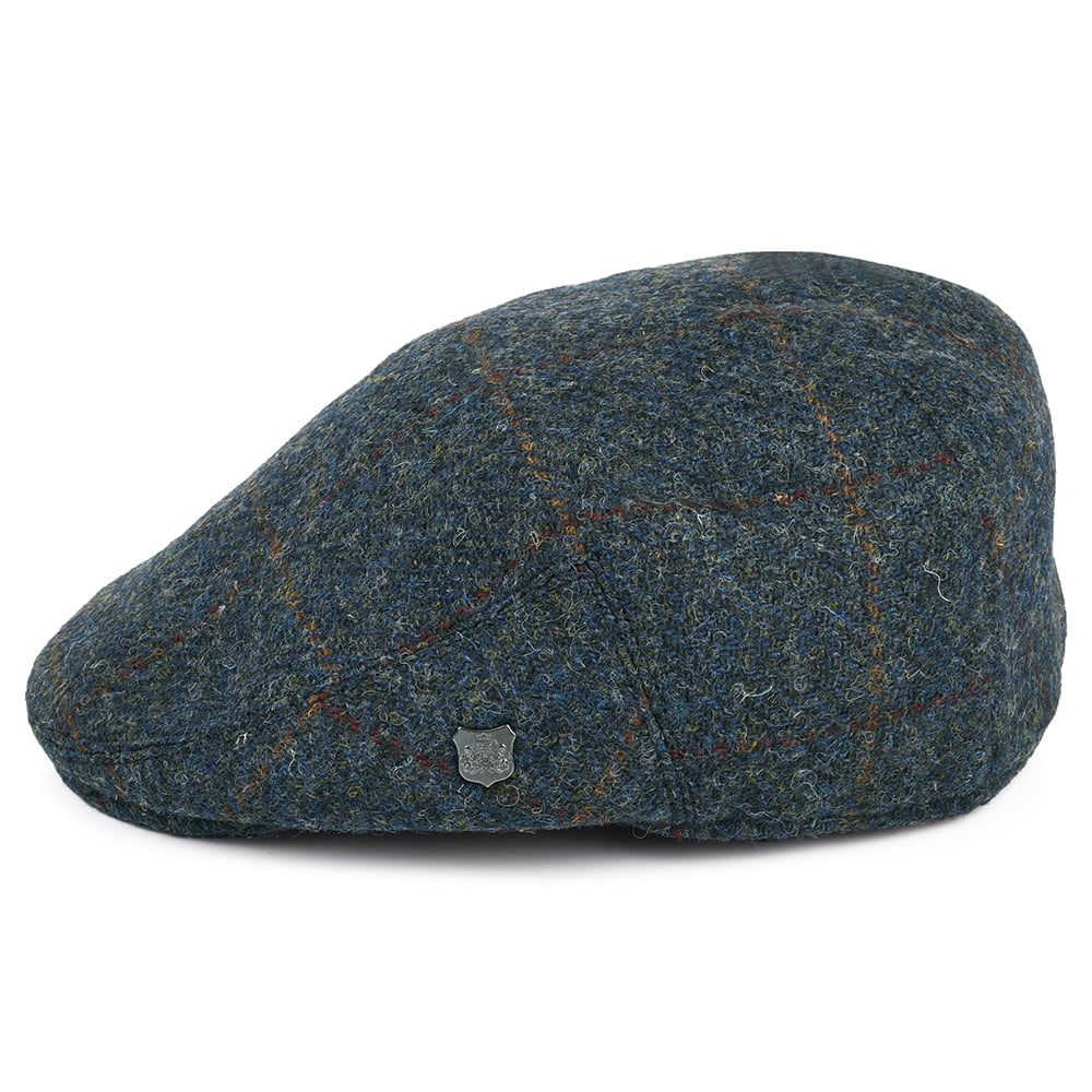 Failsworth Hats HARRIS TWEED Windowpane Stornoway Flat Cap - Blue-Multi