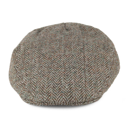 Failsworth Hats Harris Tweed Herringbone Stornoway Flat Cap - Beige-Khaki