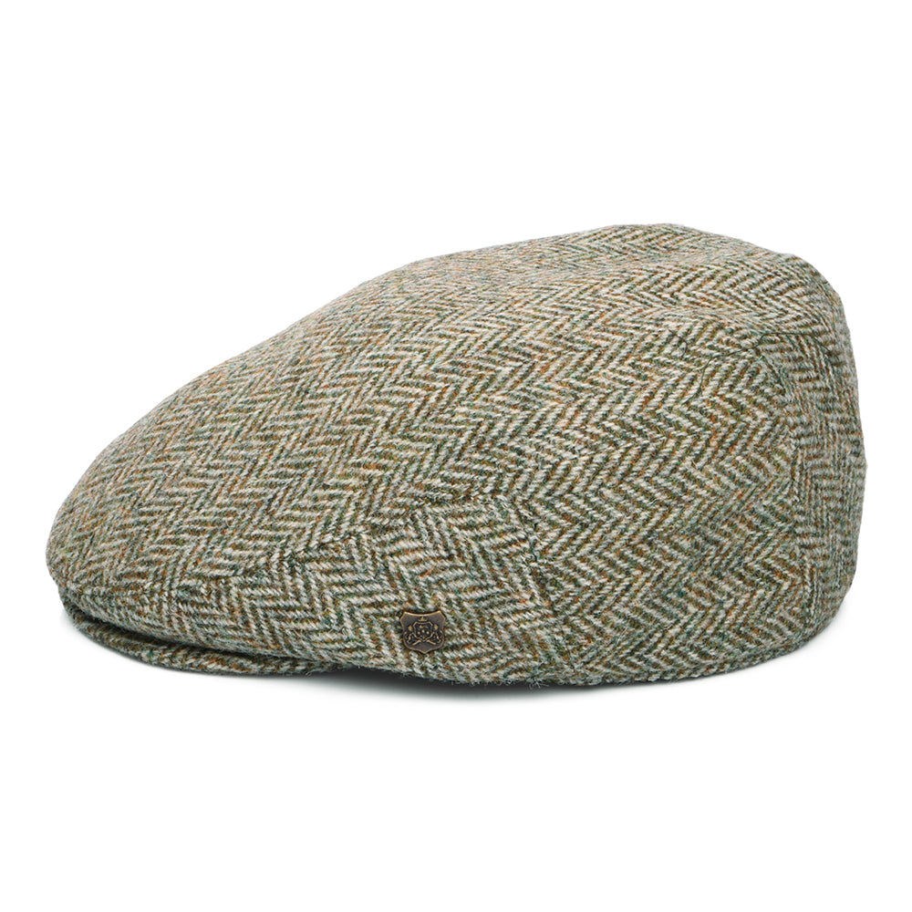 Failsworth Hats HARRIS TWEED Herringbone Stornoway Flat Cap - Beige-Khaki