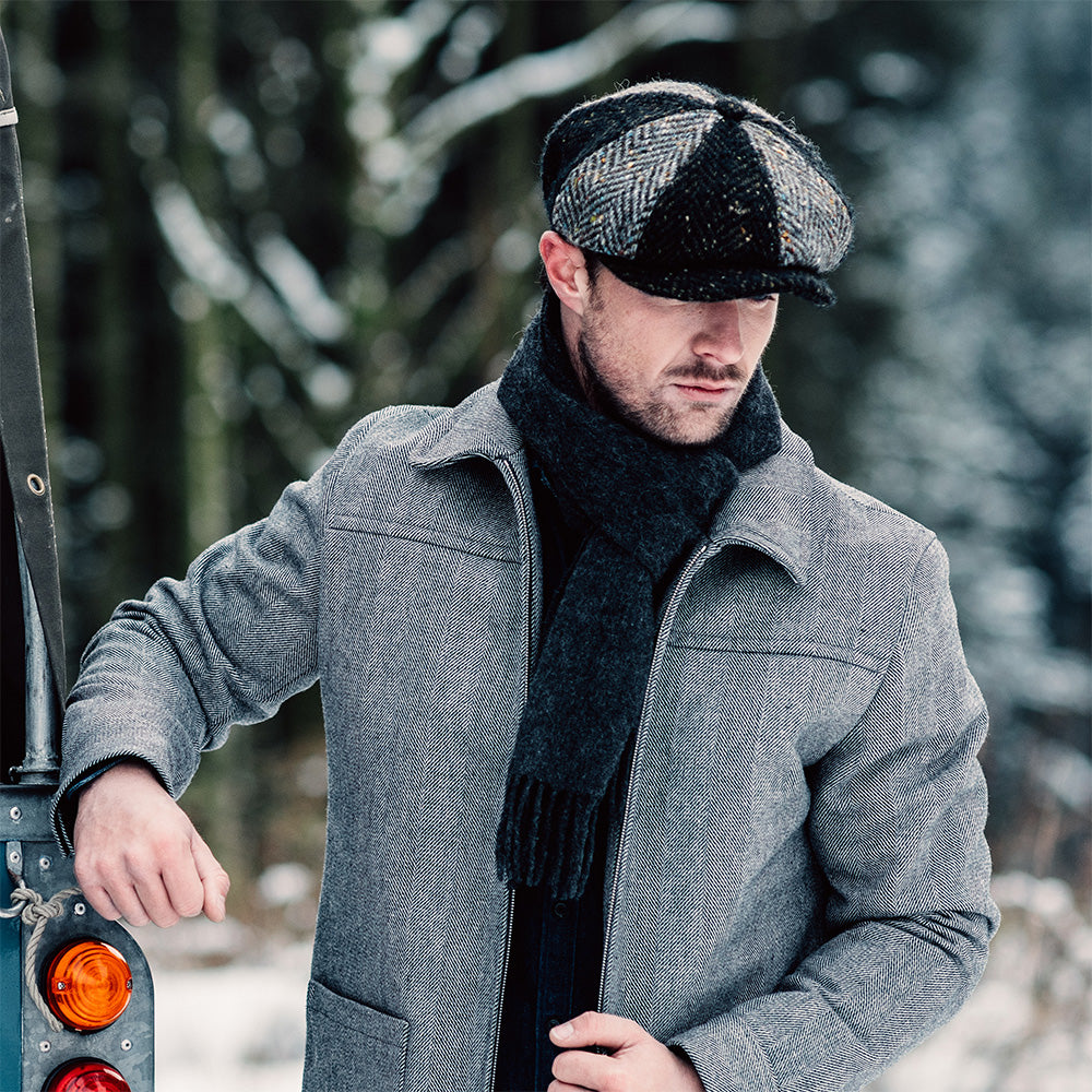 Failsworth Hats Donegal Tweed Magee Newsboy Cap - Green-Grey