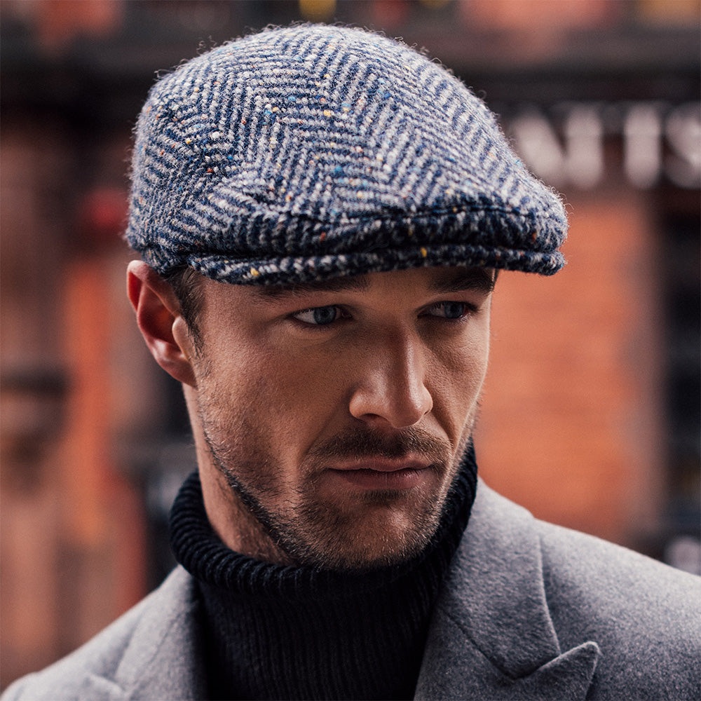 Failsworth Hats Longford Donegal Tweed Flat Cap - Grey Mix