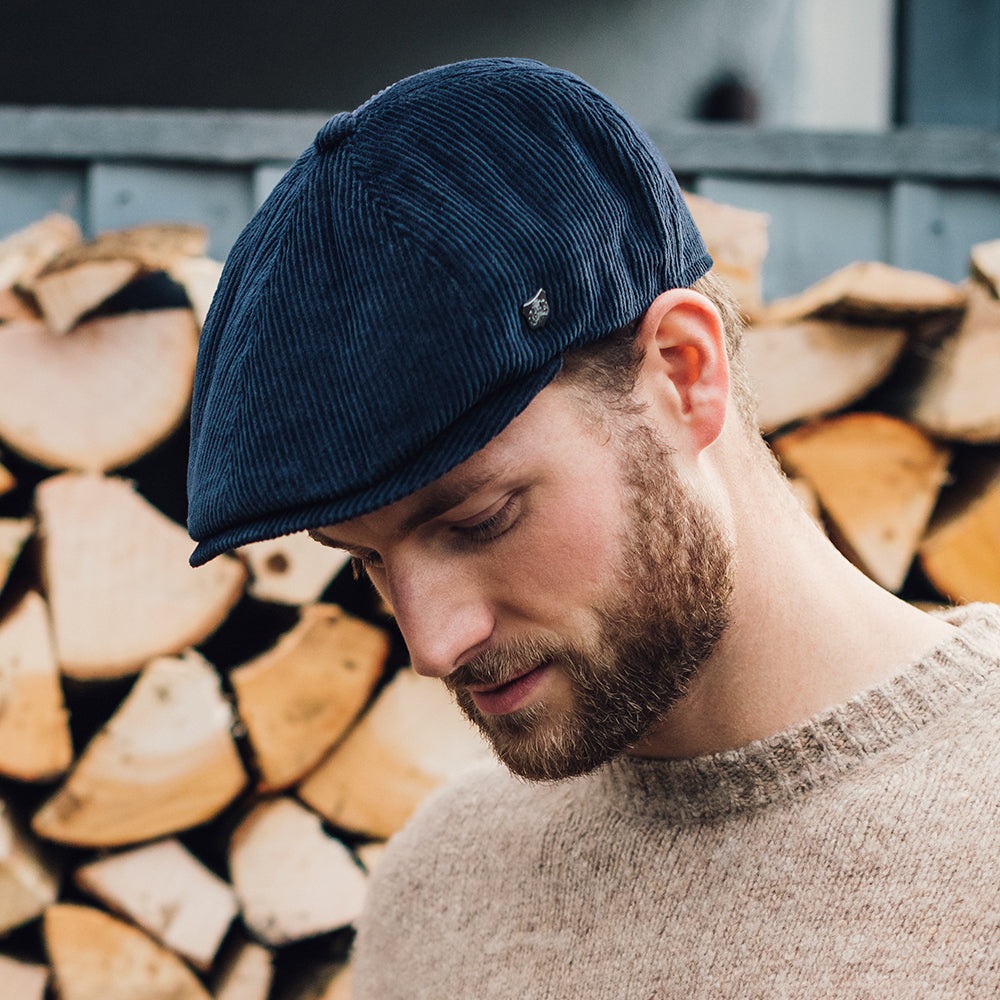 Failsworth Hats Hudson Corduroy Newsboy Cap - Navy Blue