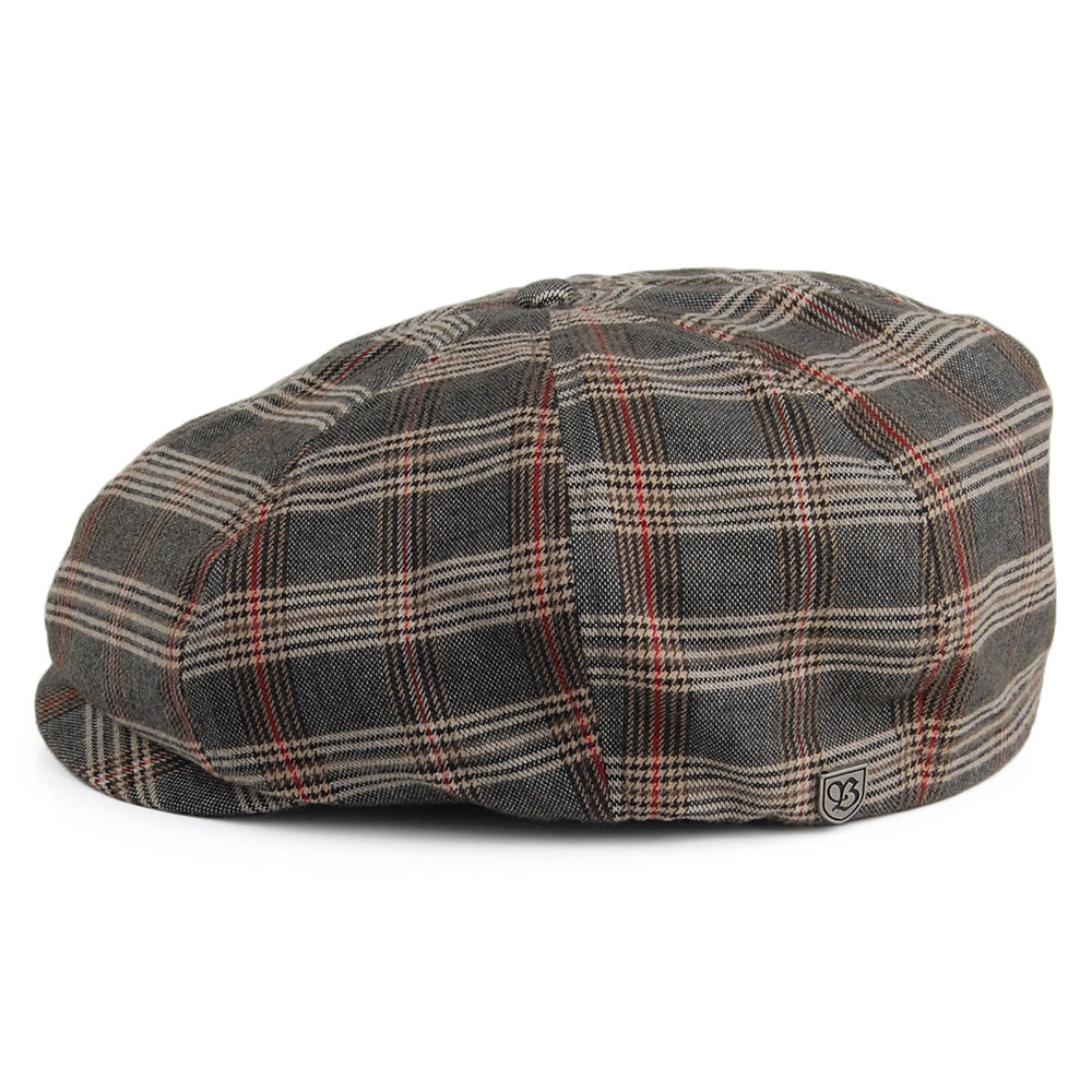 Brixton Hats Brood Plaid Newsboy Cap - Grey-Tan