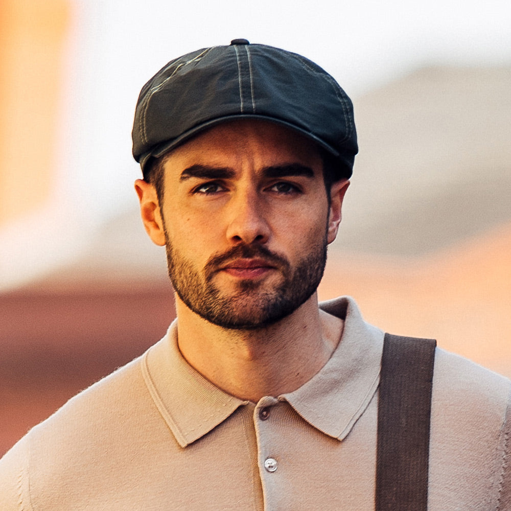 Failsworth Hats Hudson Dry Wax Newsboy Cap - Black