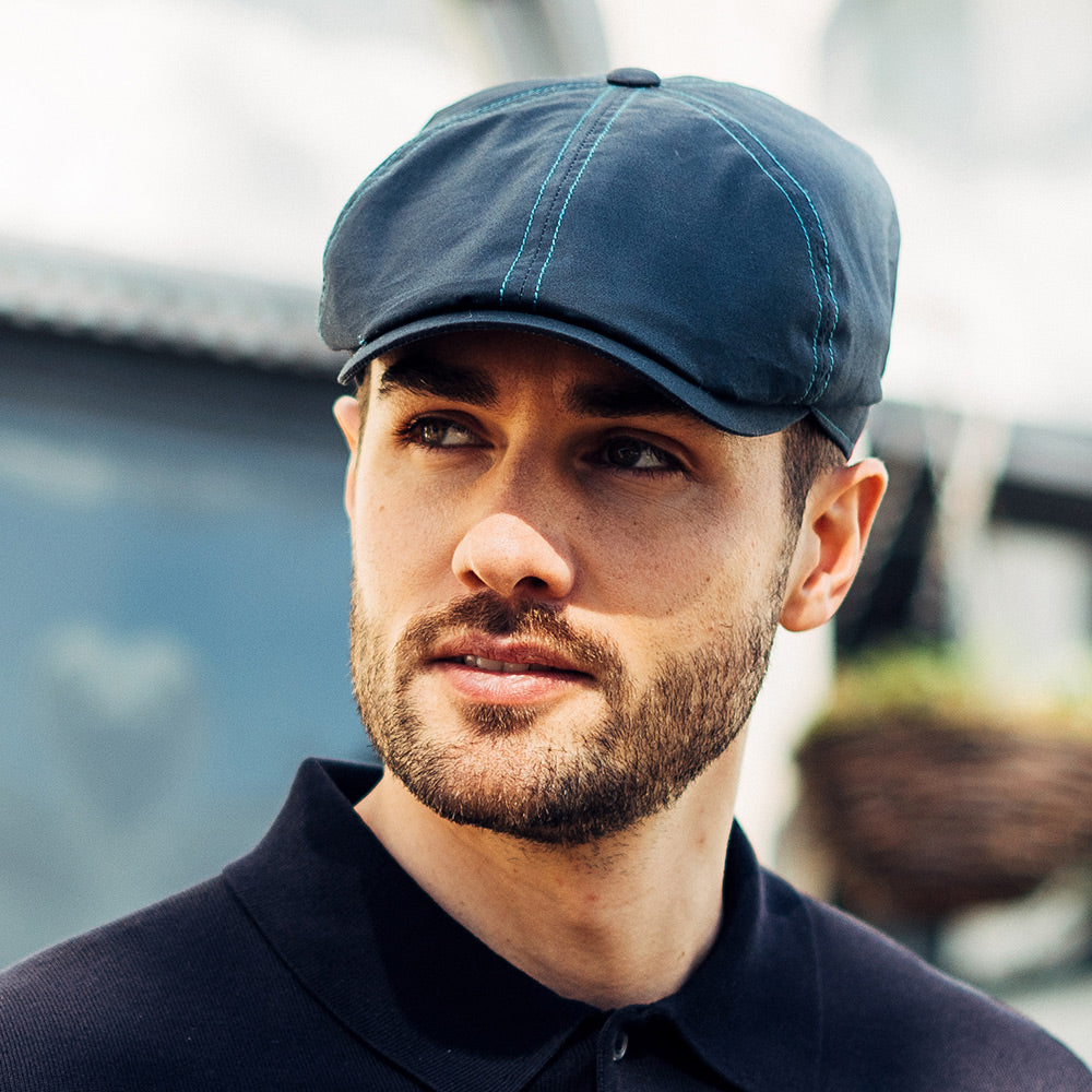 Failsworth Hats Hudson Dry Wax Newsboy Cap - Navy Blue