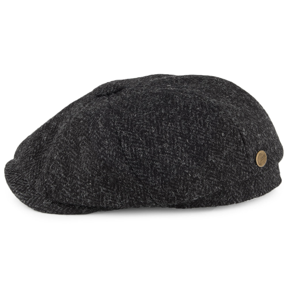 Olney Hats HARRIS TWEED Herringbone 8 Piece Newsboy Cap - Charcoal