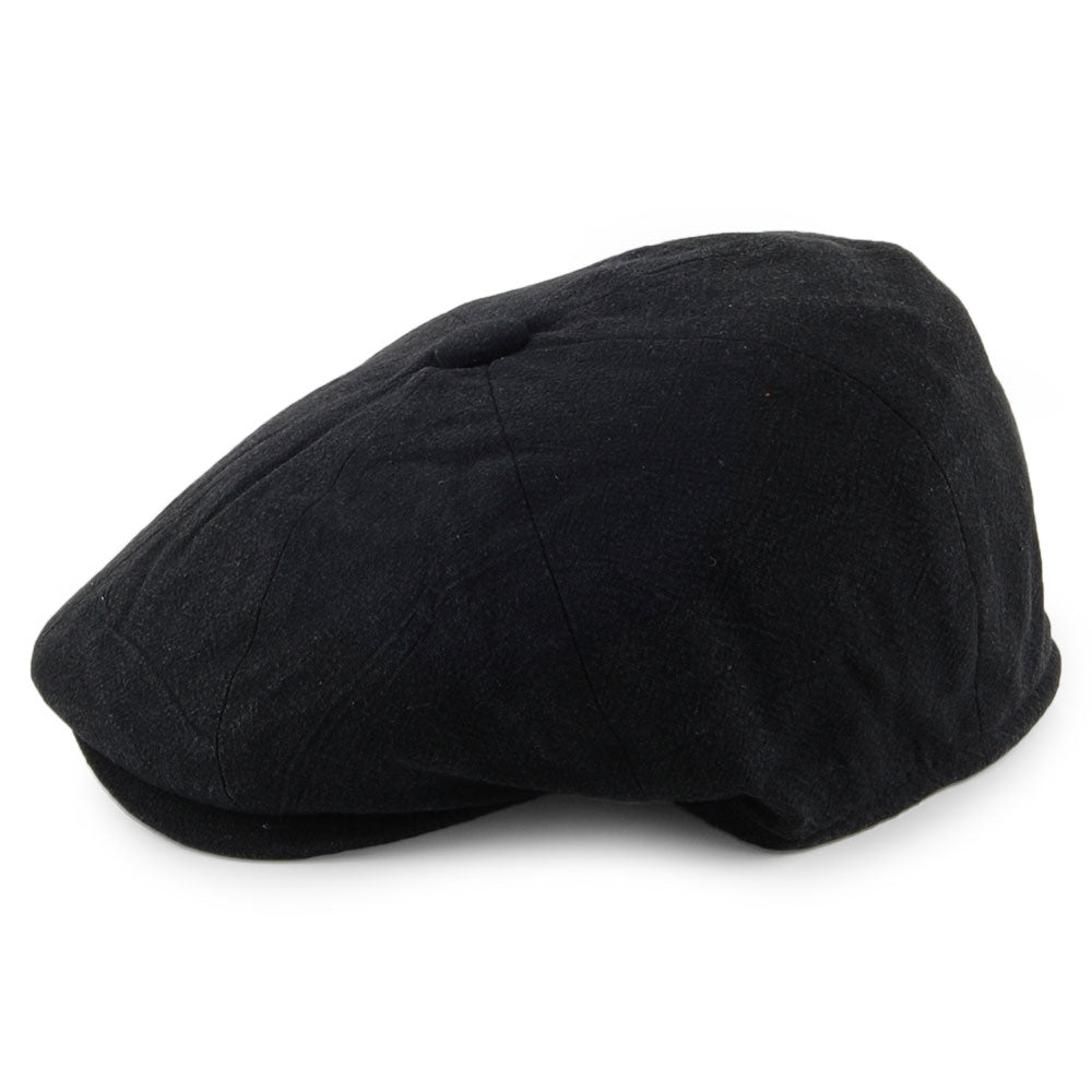 Christys Hats Alfie Heavy Linen Newsboy Cap - Black