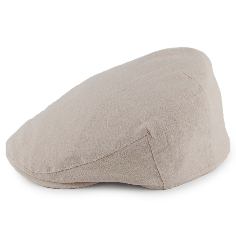 Christys Hats Skye Balmoral Heavy Linen-Cotton Flat Cap - Stone