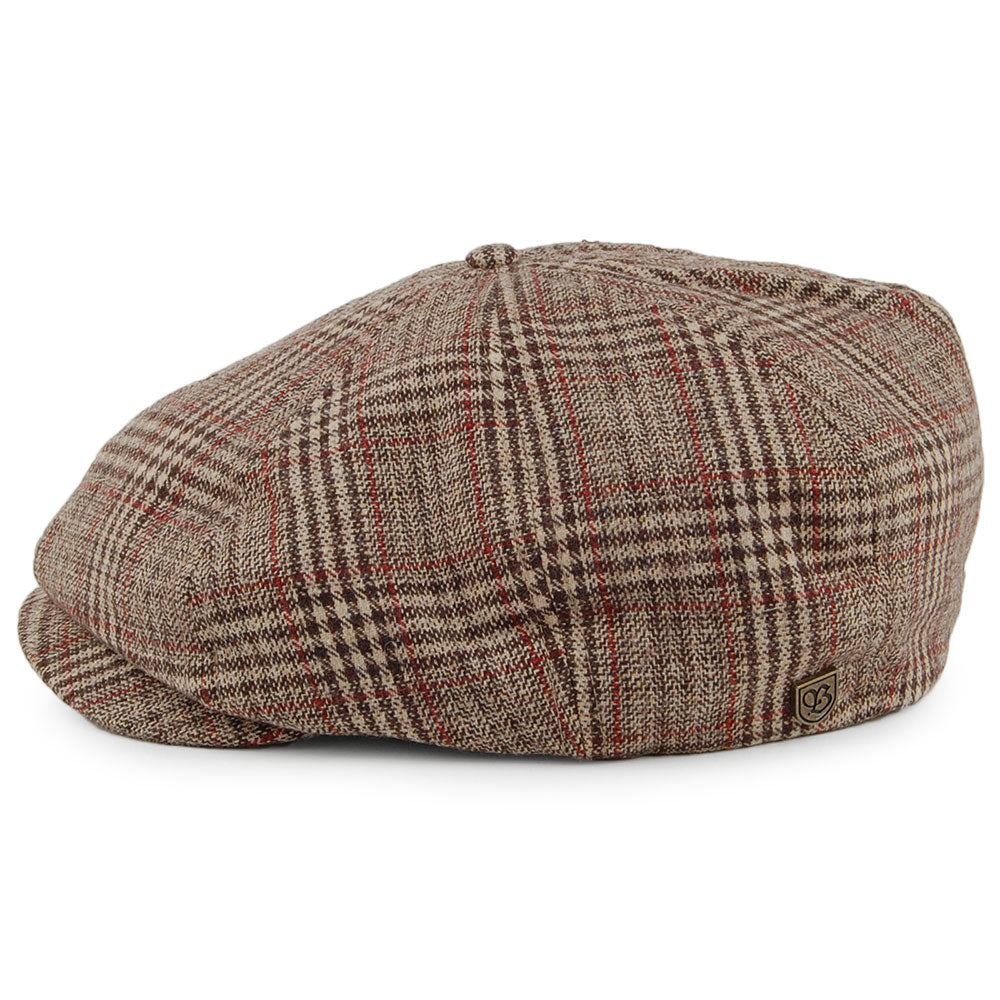 Brixton Hats Brood Plaid Newsboy Cap - Khaki-Brown-Red