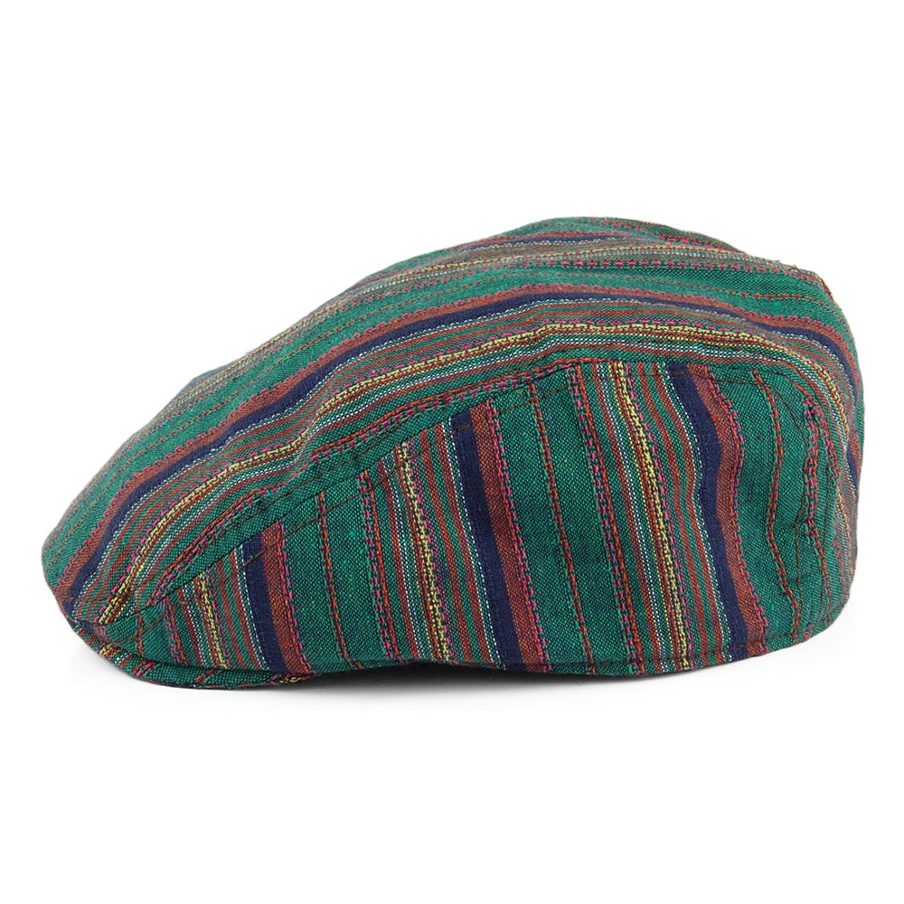 Carlos Santana Antigua Striped Cotton Flat Cap - Green-Brown