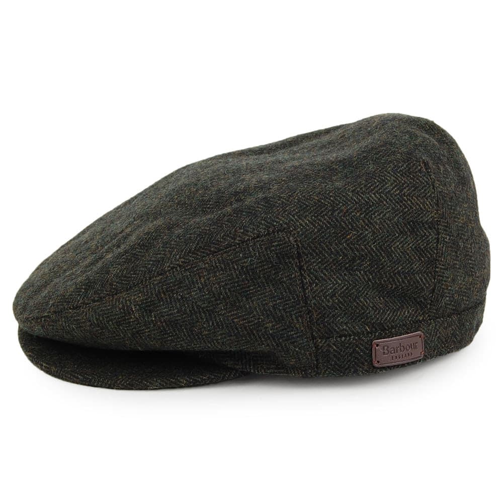 Barbour Hats Barlow Herringbone Wool Flat Cap - Olive
