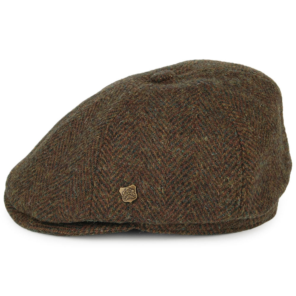Failsworth Hats HARRIS TWEED Herringbone Hudson Newsboy Cap - Brown