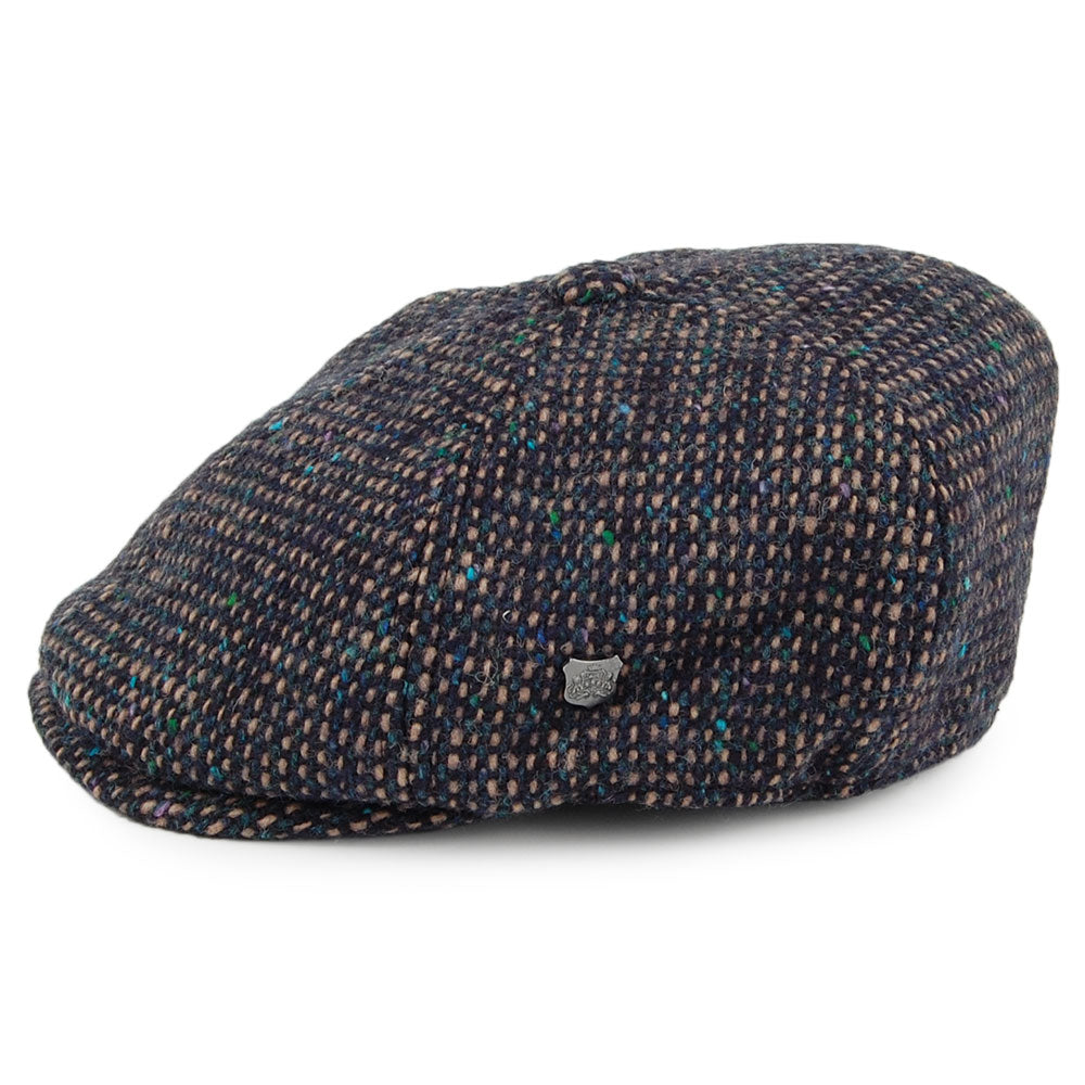 Failsworth Hats Hudson Donegal Tweed Newsboy Cap - Blue-Mix