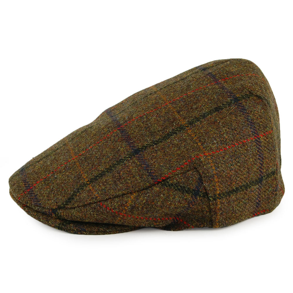 Christys Hats Country Tweed Balmoral Flat Cap - Olive-Brown