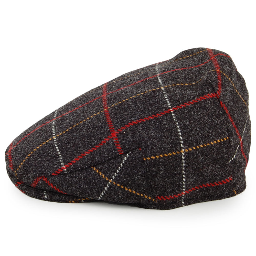 Christys Hats Seasonal Tweed Windowpane Flat Cap - Grey Multi