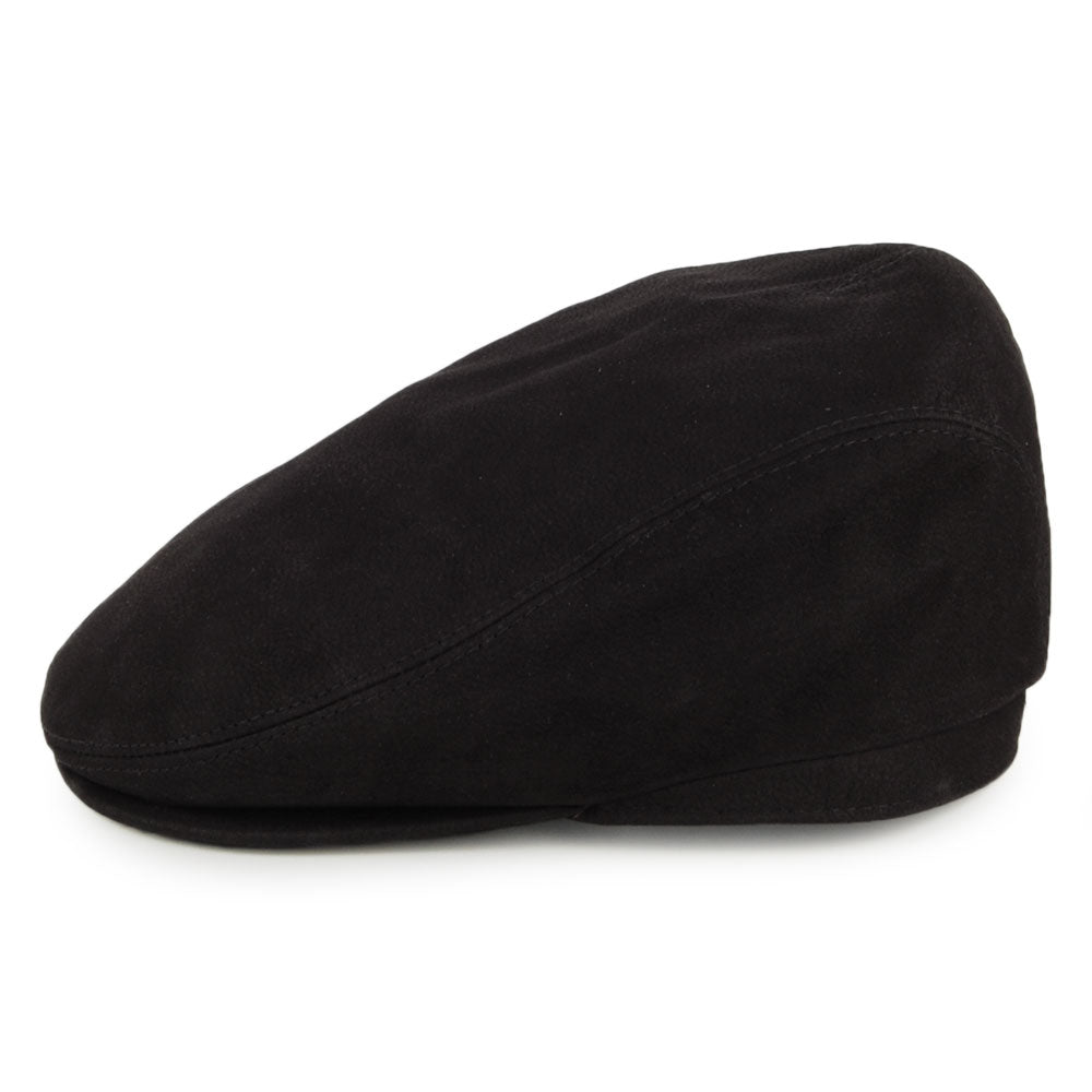 City Sport Suede Leather Flat Cap - Black