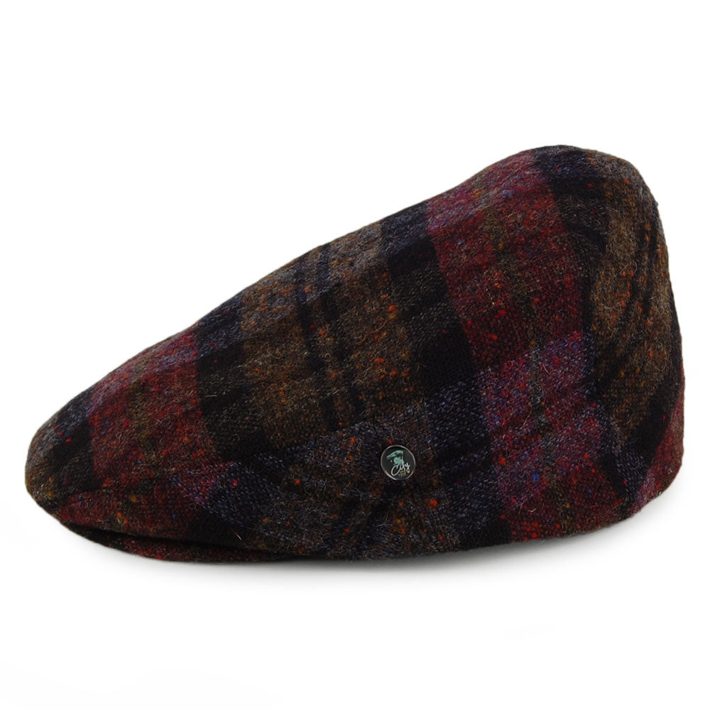 City Sport Donegal Tweed Flat Cap - Burgundy-Black