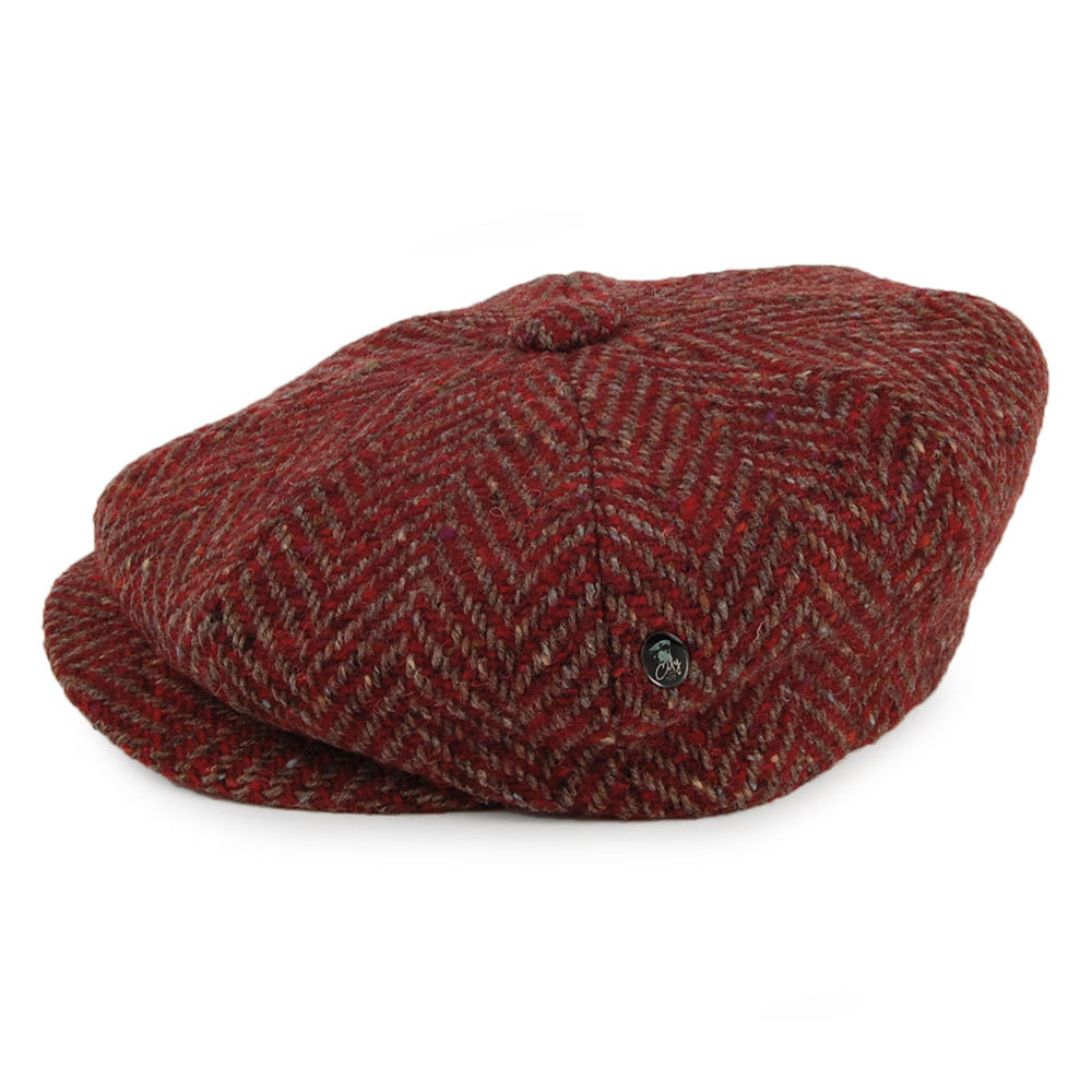 City Sport Chunky Herringbone Newsboy Cap - Burgundy