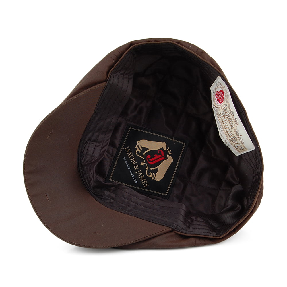 Jaxon & James British Millerain Waxed Cotton Newsboy Cap - Brown