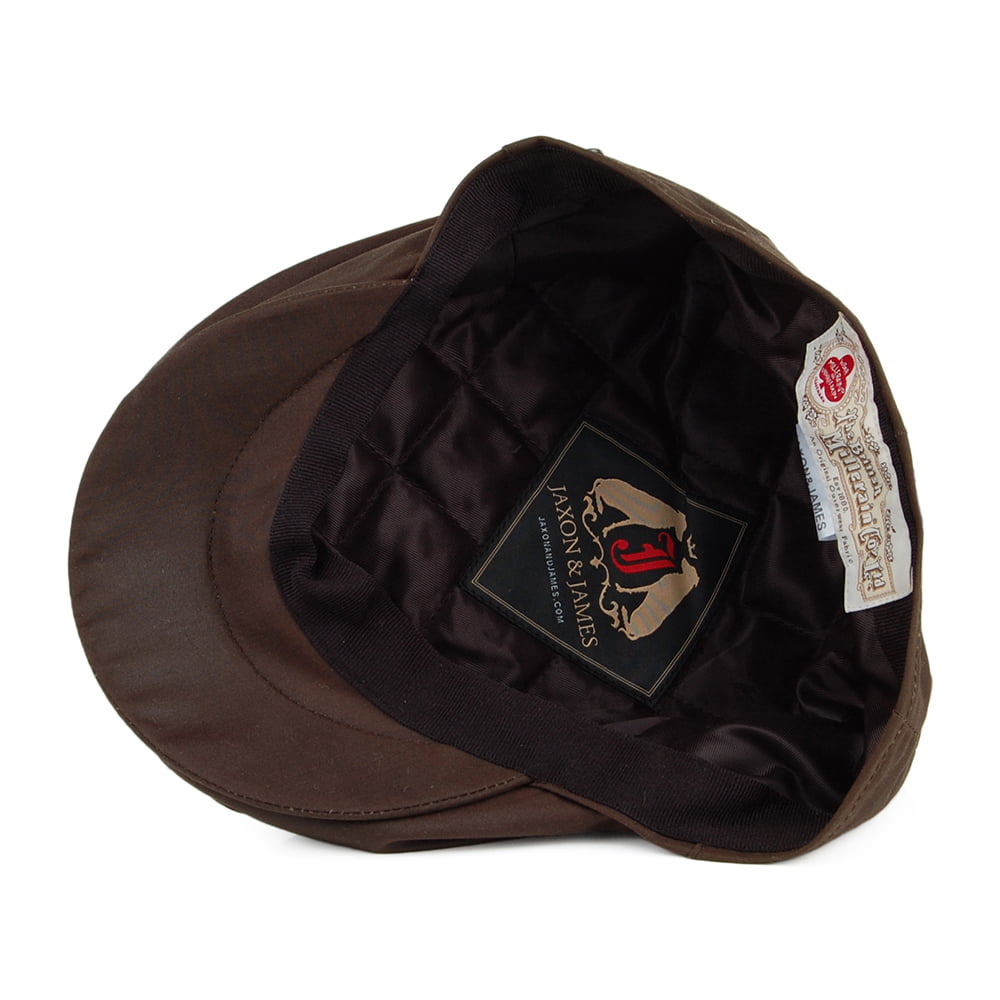Jaxon & James British Millerain Waxed Cotton Flat Cap - Brown