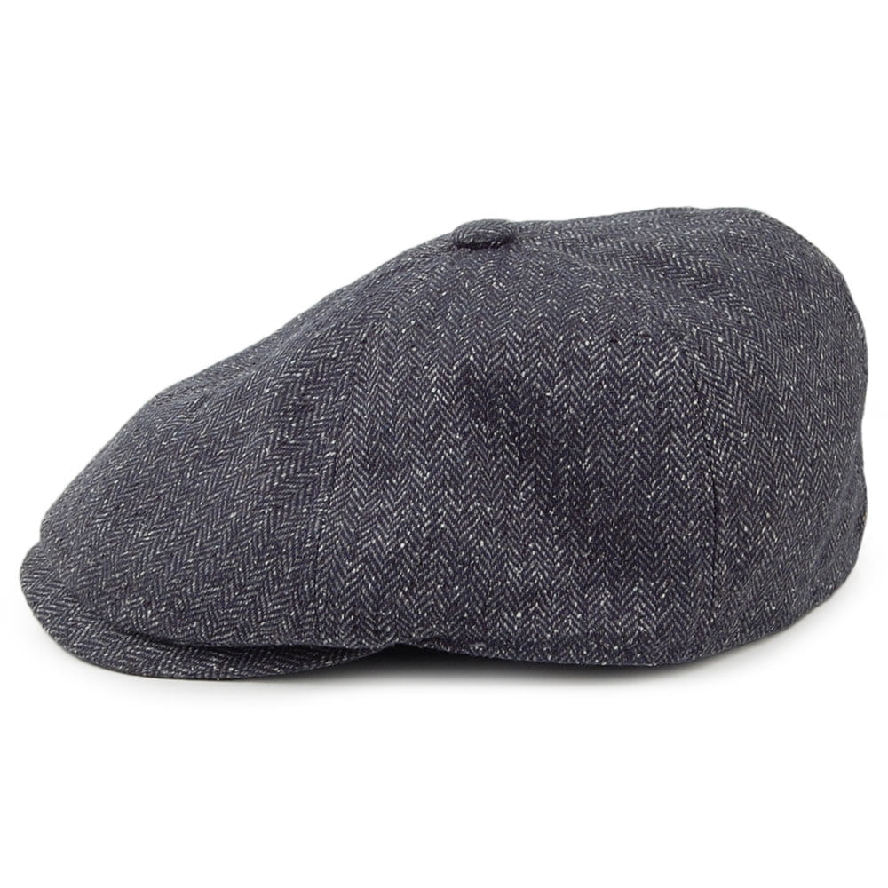 Failsworth Hats Hudson Silk Mix Herringbone Newsboy Cap - Black Mix
