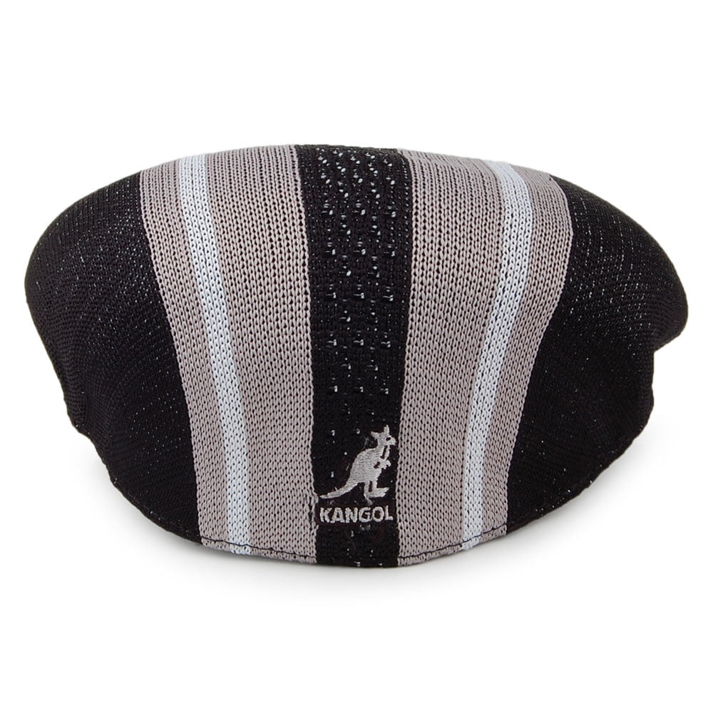 Kangol Vented Stripes 504 Flat Cap - Black