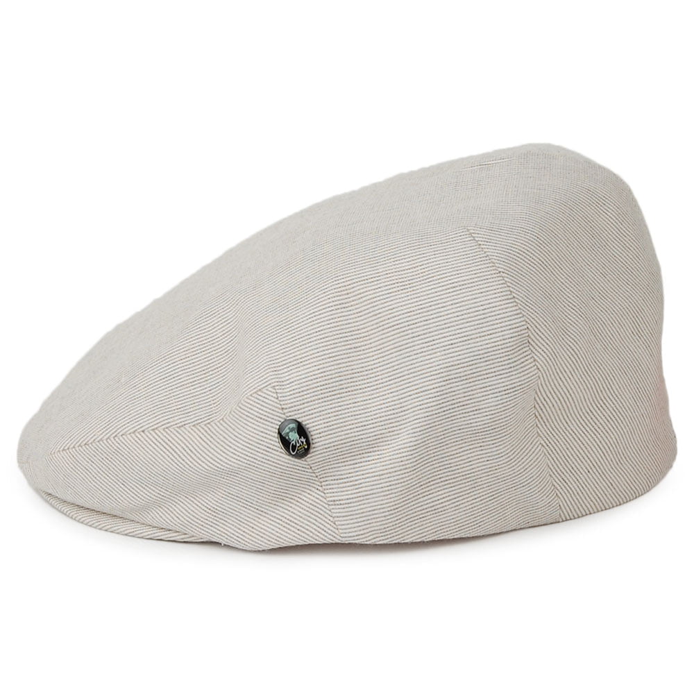 City Sport Promo Pinstripe Linen-Cotton Flat Cap - Cream-Tan