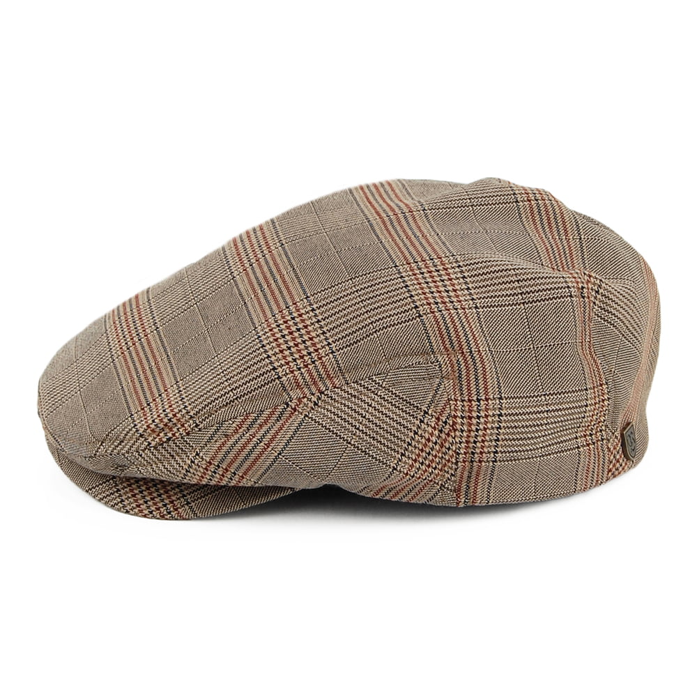Brixton Hats Hooligan Lightweight Windowpane Flat Cap - Beige-Multi
