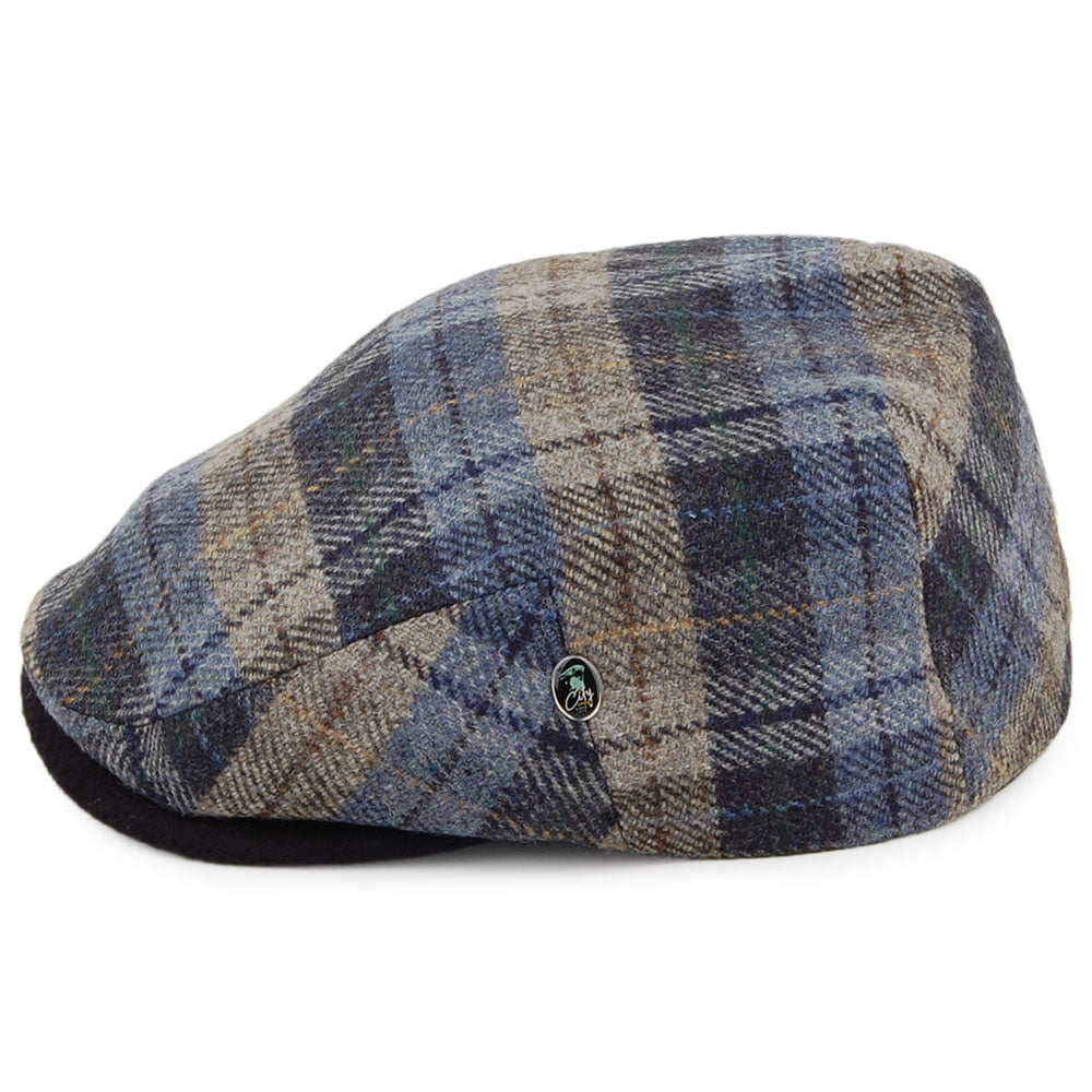 City Sport Plaid Wool & Cashmere Flat Cap - Blue-Moss