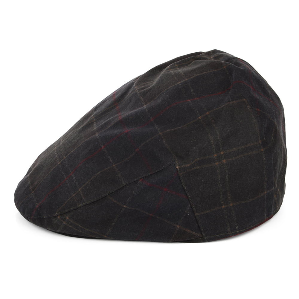 Barbour Hats Tartan Wax Flat Cap - Navy-Olive