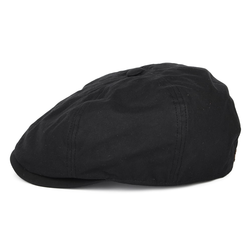 Barbour Hats Portland Waxed Cotton Newsboy Cap - Black