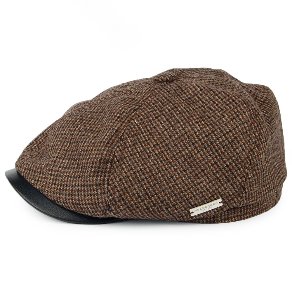 Seeberger Hats Houndstooth Newsboy Cap - Brown