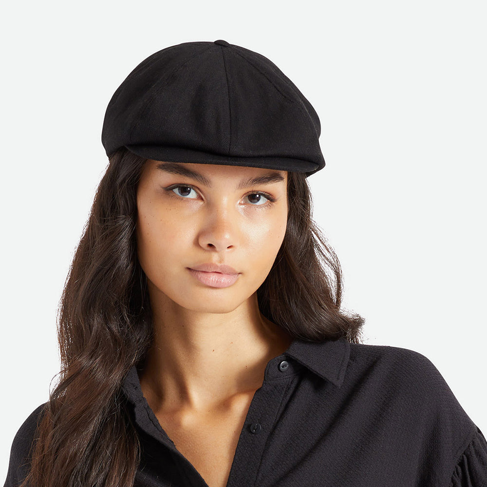 Brixton Hats Brood Herringbone Newsboy Cap - Black