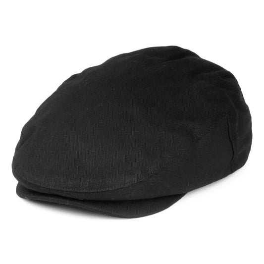 Brixton Hats Hooligan Herringbone Flat Cap - Black