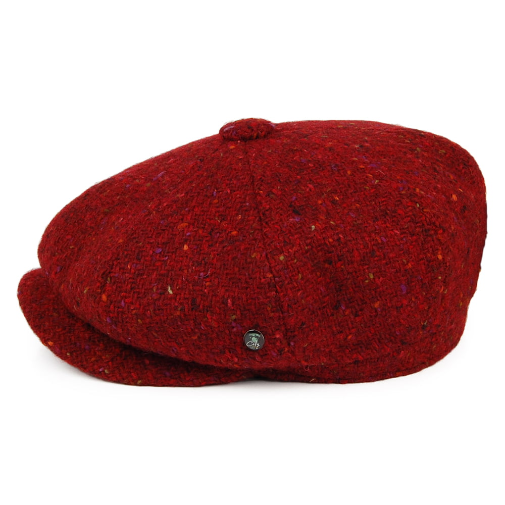 City Sport Donegal Tweed Marl Deep Fit Newsboy Cap - Wine