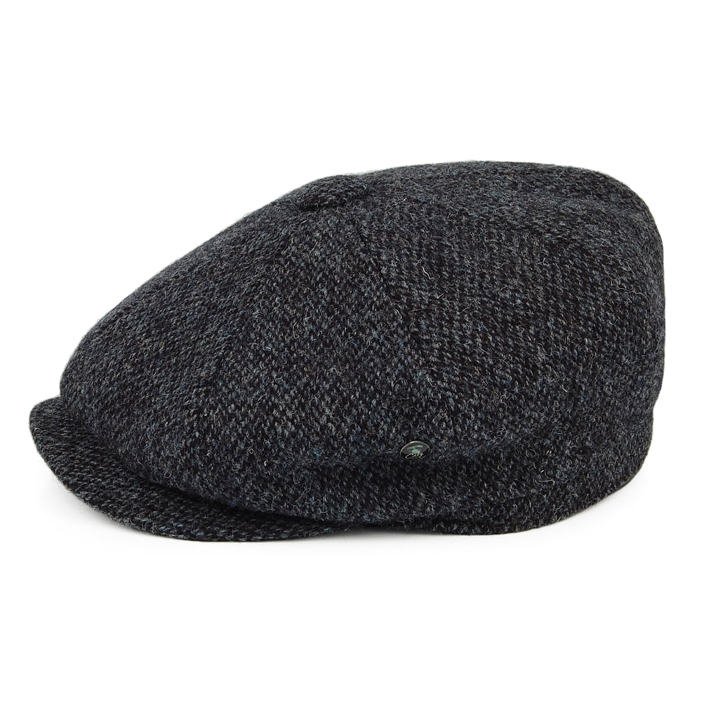 City Sport HARRIS TWEED Marl Deep Fit Newsboy Cap - Navy Blue