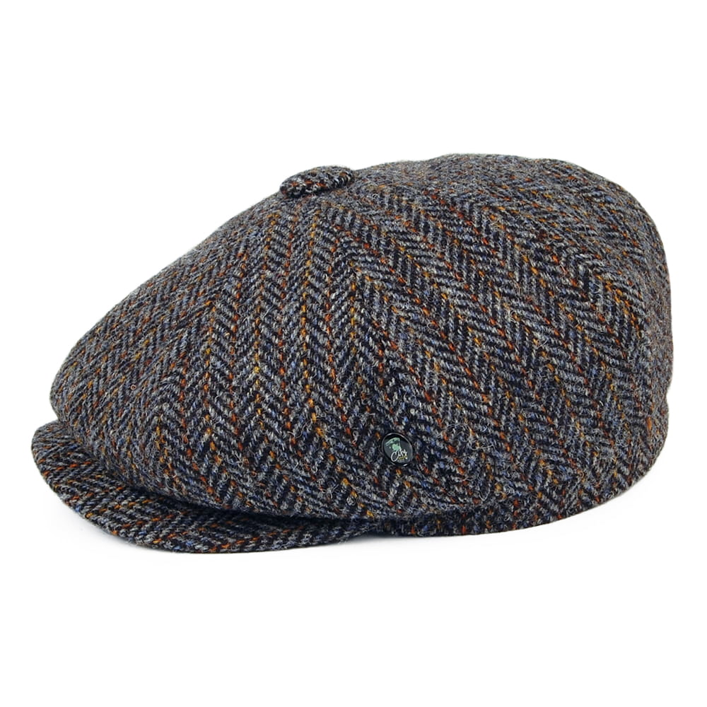 City Sport HARRIS TWEED Herringbone Deep Fit Newsboy Cap - Grey-Bronze