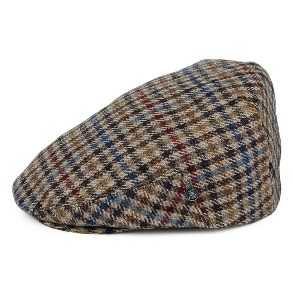 City Sport Check Virgin Wool Flat Cap - Tan-Blue