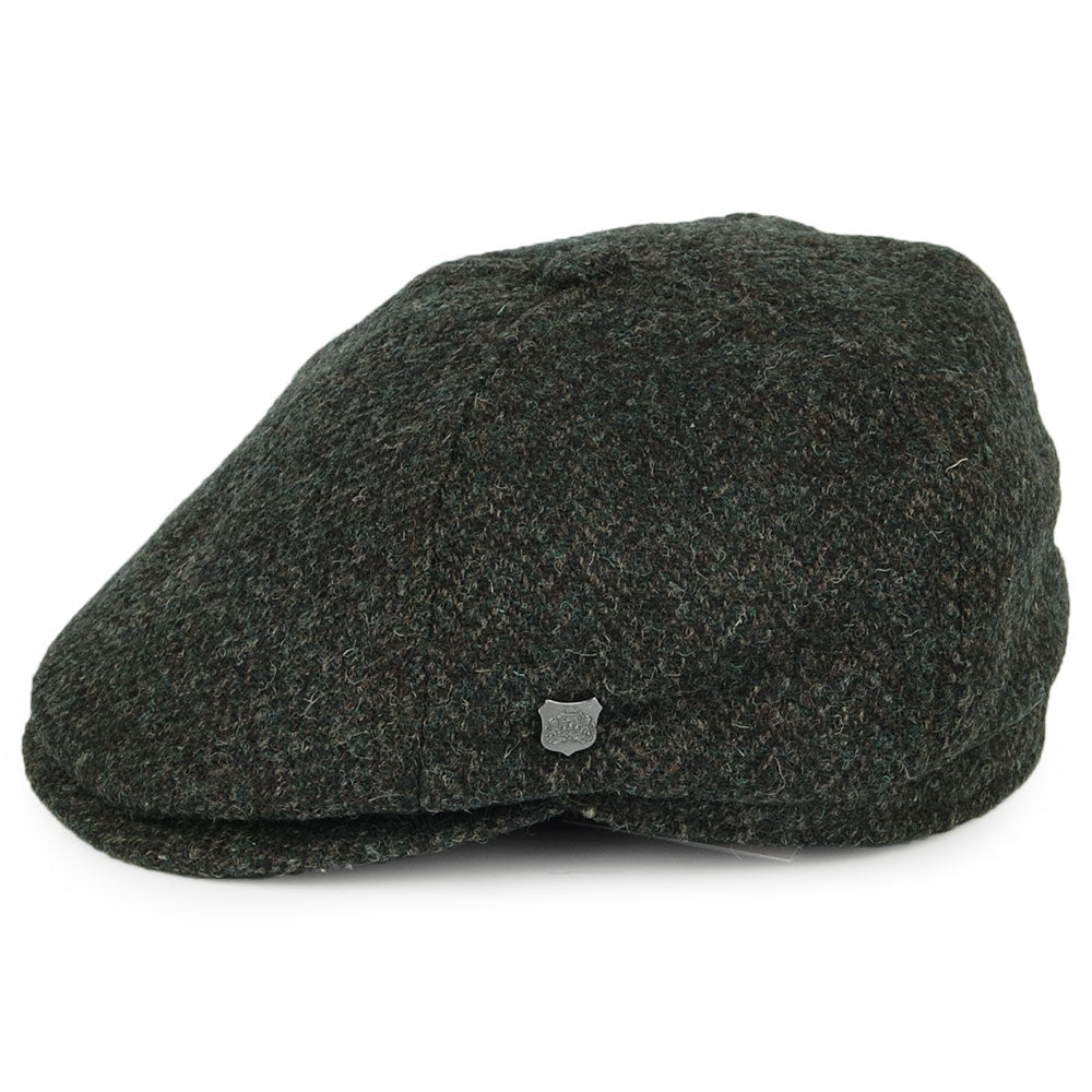 Failsworth Hats HARRIS TWEED Herringbone Hudson Newsboy Cap - Olive
