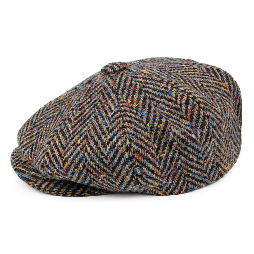 City Sport Donegal Tweed Herringbone Newsboy Cap - Dark Multi