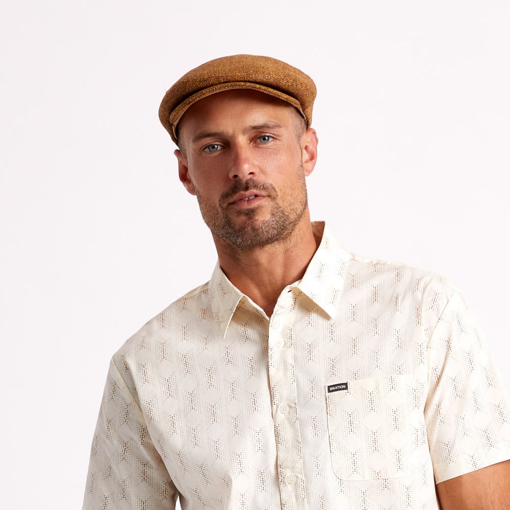 Brixton Hats Hooligan Straw Flat Cap - Toffee