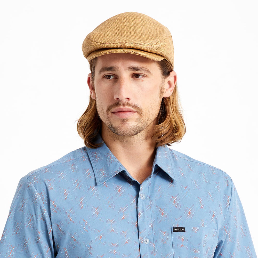 Brixton Hats Hooligan Straw Flat Cap - Tan