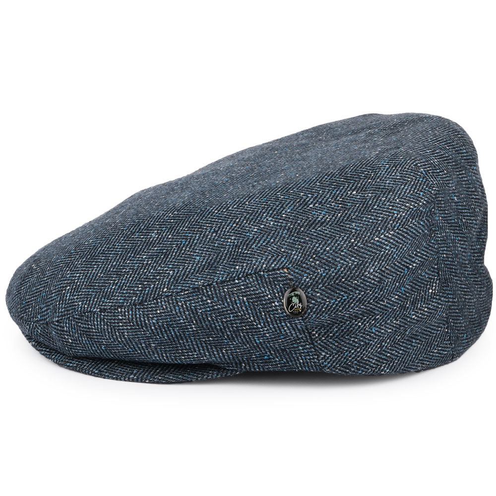 City Sport Flecked Herringbone Silk-Cotton Flat Cap - Navy Blue