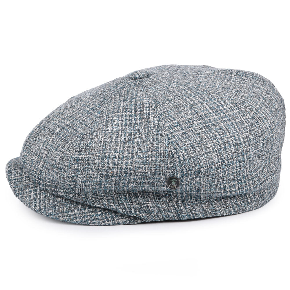 City Sport Check Silk-Wool Newsboy Cap - Blue