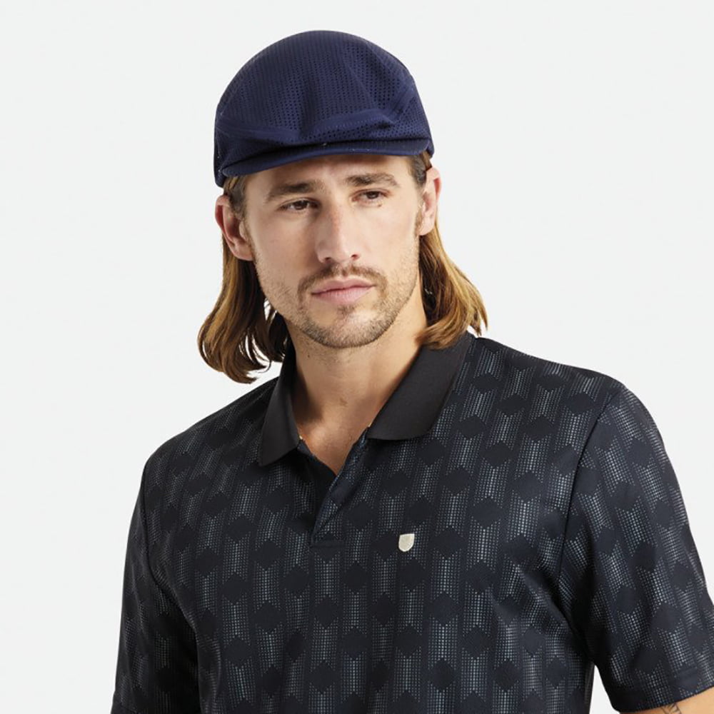 Brixton Hats Hooligan X Perforated Flat Cap - Washed Navy