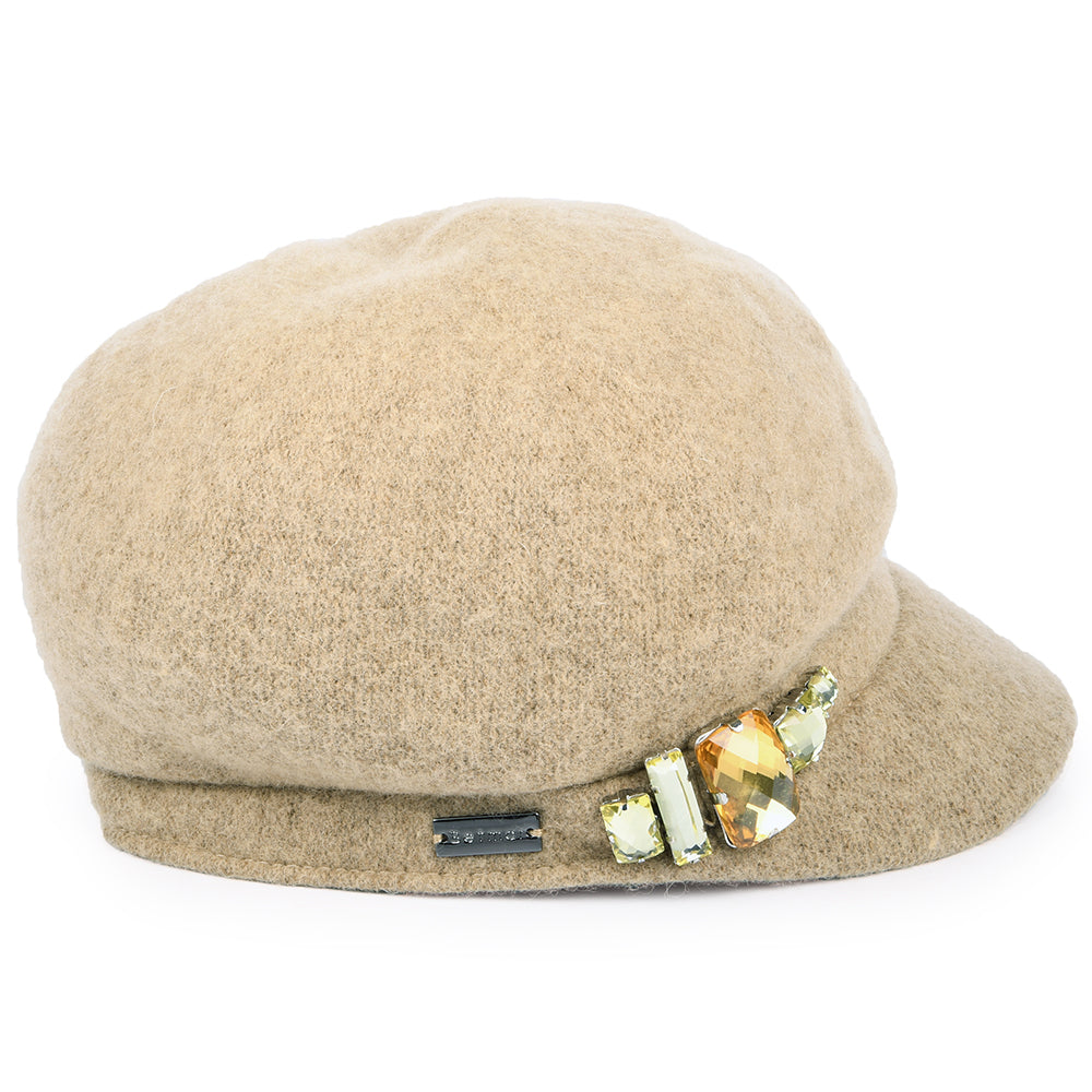 Betmar Hats Rhinestone Baker Boy Cap - Camel