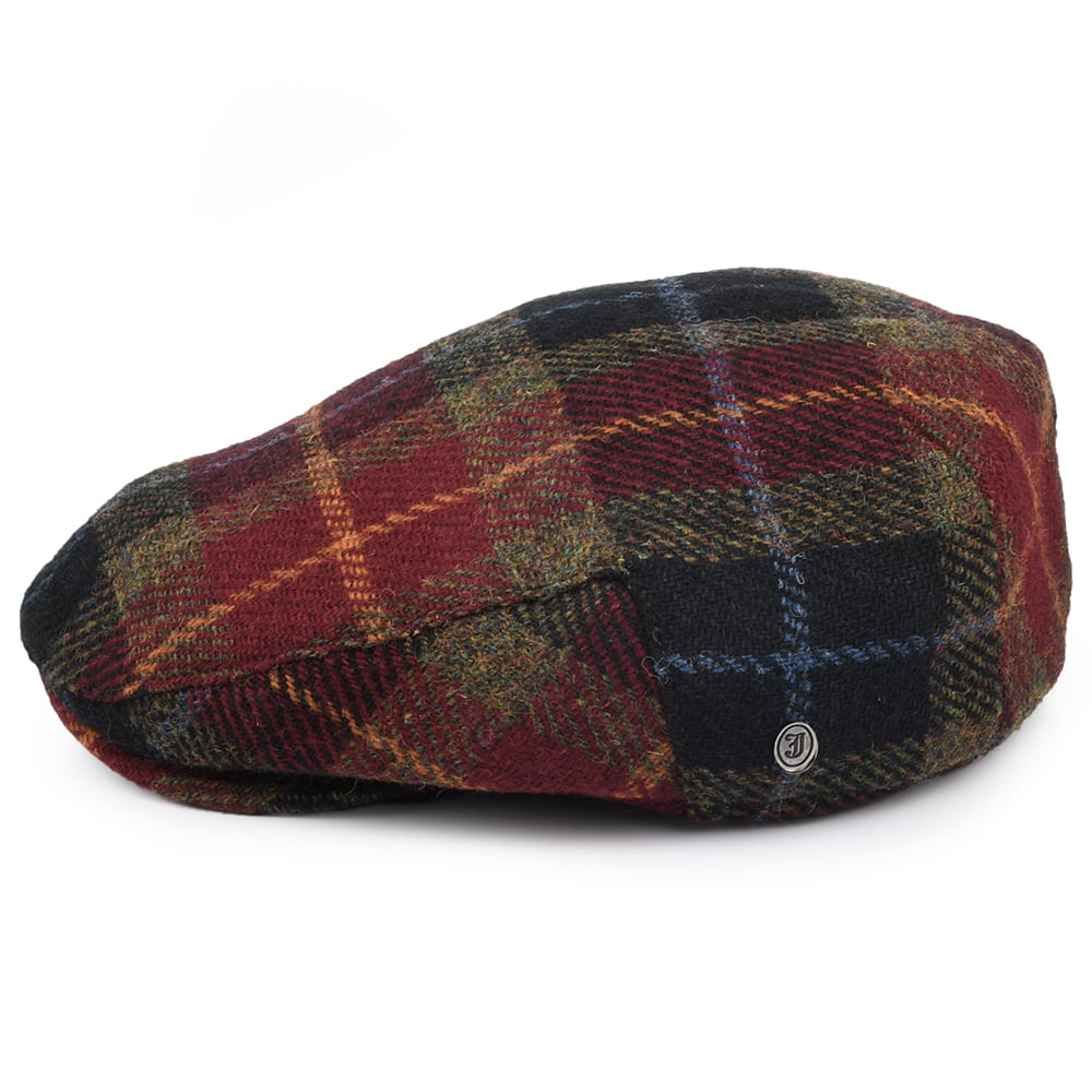 Jaxon & James HARRIS TWEED Callanish Flat Cap - Burgundy-Multi