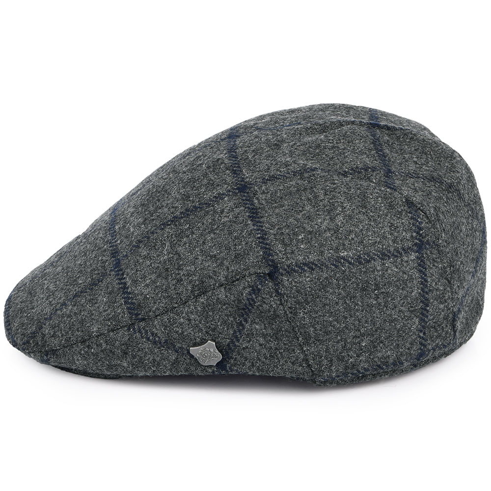 Failsworth Hats Cambridge Windowpane Moons Flat Cap - Grey